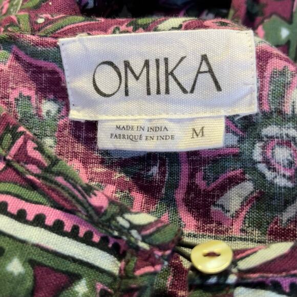 OMIKA Blouse M Floral Boho Dolman Sleeve Linen - Picture 11 of 13